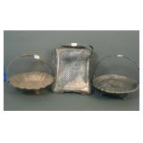 Three Marked Pairpoint SP Handled Baskets