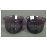 2 Pairpoint  Ameth. Etched Vintage Grape Bowls