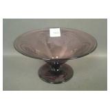 Pairpoint Ameth. Etched Vintage Grape Ftd Compote