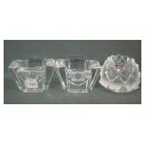 Three Piece Orrefors Glass Candle Holder Lot