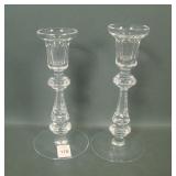 Two Waterford Crystal Paneled Candled Holders