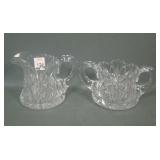 Signed Libbey Thistle Cut Glass Sugar & Creamer