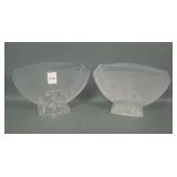 2 Verlys Crystal & Frosted Lovebird Domed Vases