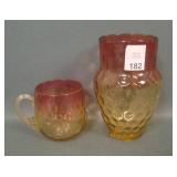 2 Piece Amberina Glass Lot