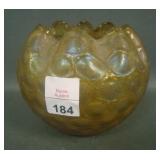 Bohemian Amber Honeycomb Art Glass Rosebowl