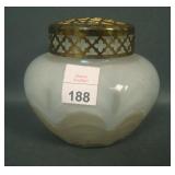 Bohemian Withe Iridised Drapery Rose Bowl