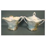 R.S. Prussia  Swan Covered Sugar & Creamer