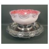 Victorian Cranb /White Cased Center Bowl in Frame