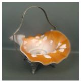 Victorian Pch/ White Enameled Ruffled Brides Bowl