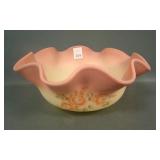 Vintage Fenton Decorated Burmese Brides Bowl