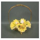 Victorian Yellow/ White Cased Floral Mint Dish