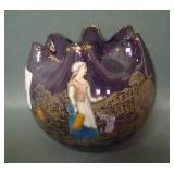 Harrach Amethyst Enamled Decorated Rose Bowl