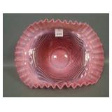 Jefferson Melon Optic Swirl Cranberry Opal Bowl