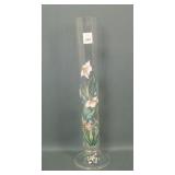 Harrach Crystal Enameled 15 1/2" Cylinder Vase