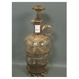 Bohemian Lt Amber Gold Enameled Decorated Decanter