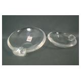 Two Steuben Crystal Ashtrays