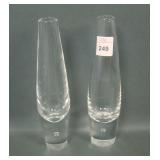 Two Signed Steuben Crystal Bud Vaseswith