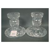 Two Waterford Squatty Crystal Candlesticks