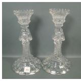 Two European "Goddess" Crystal Candlesticks