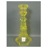 Single Fostoria Vaseline Paneled Candlestick