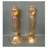 Tw Fenton # 349 Grecian Gold Lg Candlestciks