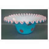 Maker? Blue /Pink Decorated Brides Bowl.