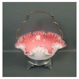 Fenton Pnk/White Cased Brides Bowl