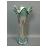 Fenton Green Diamond Rib 9 1/2" Vase