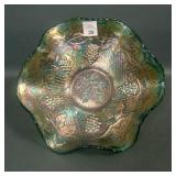 Fenton Green Concord Grape Ruffled Bowl