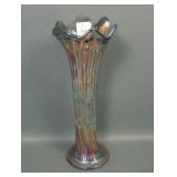 Fenton Blue Knotted Beads Squatty Swung Vase