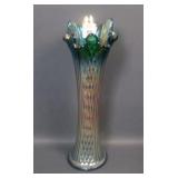 Fenton Green Diamond Point Columns Vase