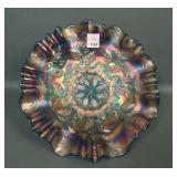 Fenton Blue Holly 3/1 Edge Bowl