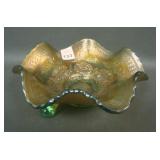 Fenton Lime Green Two Flowers Ftd Ruffled Sauce