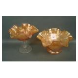 2 Fenton Marigold Holly Carnival Glass Items