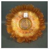 Fenton Dk Marigold Persian Medallion 3/1 Edge Bowl