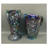 Two LE Smith Purple Carnival Glass Items