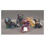Lot of Five Carnival Glass Figurines