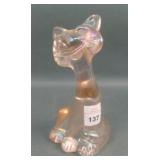 Fenton FACGA Ice Pink Carnival Glass Smiley Cat