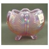 Fenton Pink Opal Iridised Drapery Ftd Rose Bowl