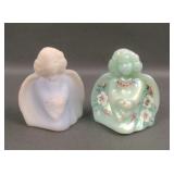 Two Fenton Decorated Angel Figurines