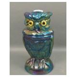 Imperial IG Blue Owl Covered Candy with Glass Eyes