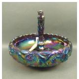 Fenton Iridized Plum Sept Morn Console Bowl & Frog