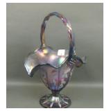 Fenton Wisteria/ Plum Decorated Basket