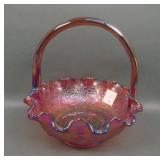 Fenton Red Carnival Glass Persian Medallion Basket
