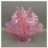Fenton Pink Hobnail Carnival Glass Epergne