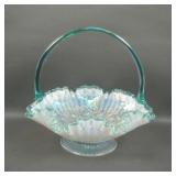 Fenton Opal/ Aqua Crest Persian Medallion Basket