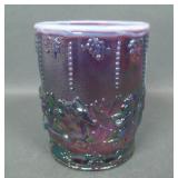 Fenton Plum Opal Frolicking Bears Tumbler Vase