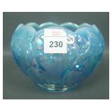 Fenton Blue Opal  Lily of the Valley Rose Bowl