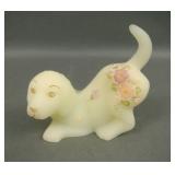 Fenton Custard Glass Decorated Puppy
