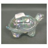Fenton White Iridised Decorated Turtle Figurine